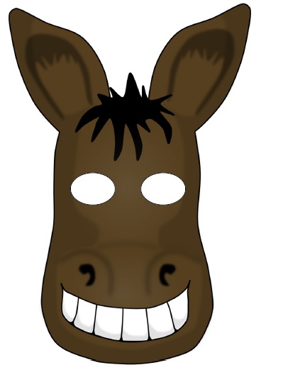 çocuklar için hazır kağıttan Eşşek maskesi şablonu